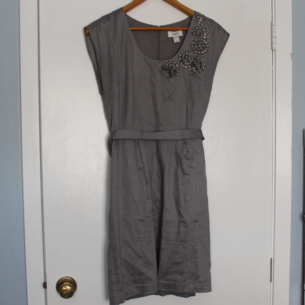 Anne Taylor LOFT Cotton Natural Dress Polkadot